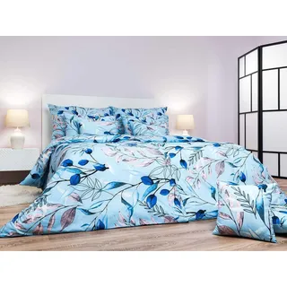 Leinen Krepp Milaya blau 140x200, 70x90 cm - Blau, Beige, Hellblau