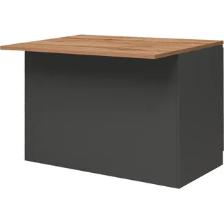 Kücheninsel Daffaticat, zusätzlicher Ablagetisch, Küchenschrank mit 2 Türen, 100 %  Italy, 125 x 90 x 90 cm, Anthrazit und Eiche - Schwarz