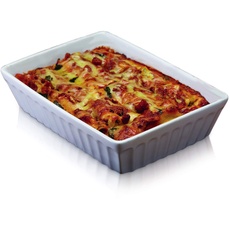 KitchenCraft World of Flavours Lasagne-Schale, Cannelloni und Nudelauflauf, Steingut, 33 x 21 cm, Weiß