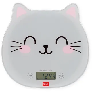 Legami - Digitale Küchenwaage, Kitchen Scale, Kitty, 7 Maßeinheiten, Touch-Tasten ON/TARE und UNIT, max. 5 kg