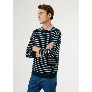 Pepe Jeans Rundhalspullover »ANDRE STRIPES« mit Kaschmir-Anteil, gestreift, blau