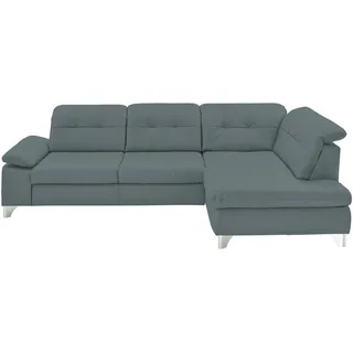 Beldomo Speed Ecksofa , Blaugrau , Metall , Echtleder , Rindleder , Ottomane rechts, nicht einzeln stellbar, L-Form , 309x211 cm , Goldenes M , Typenauswahl, Bettkasten erhältlich, Fußauswahl, Lederauswahl, Stoffauswahl, Sitzqualitäten, seitenverkehrt erhältlich, Bettfunktion erhältlich, Hocker erhältlich, Rückenfutter , Wohnzimmer, Sofas & Couches, Wohnlandschaften, Ecksofas