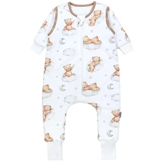 Babyschlafsack TUPTAM "Schlafsack mit Füßen Winterschlafsack mit Armen Beinen" Gr. 80, weiß (bären auf wolken, weiß, braun), Schlafsäcke, Baby, L: 86cm, Obermaterial: 100% Baumwolle CO., Babyschlafsack, L:86cm