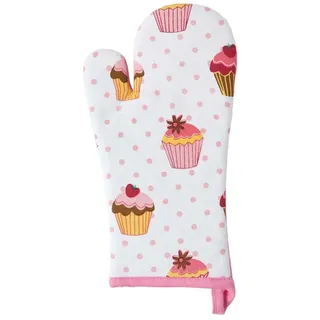 Homescapes Ofenhandschuh Cupcakes 18/32 cm, Baumwolle wattiert , Textil , Essen/Getränk , 18x32 cm , Oeko-Tex® Standard 100 , Heimtextilien, Geschirrtücher & Schürzen, Topflappen & Kochhandschuhe