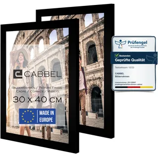 CABBEL Doppelpack (2er Set) Bilderrahmen 30x40 cm, Schwarz, stabiles MDF-Holz Rahmen, bruchsicherem Plexi-Glas, zum Aufhängen, ideal für Fotos/Bilder/Collage