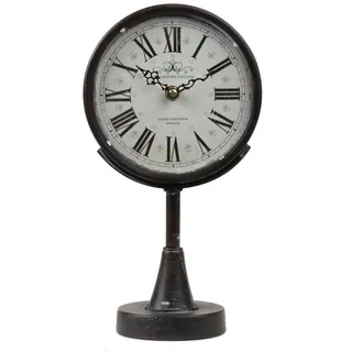 Lily's Home Antike inspirierte dekorative Kaminuhr mit großen römischen Ziffern, geräuschlos und tickt Nicht mit Quarzwerk, passt zum viktorianischen oder antiken Dekor-Thema, schwarz (29,5 cm hoch x