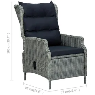 vidaXL Verstellbarer Gartensessel Hochlehner 57 x 88 x 100 cm hellgrau