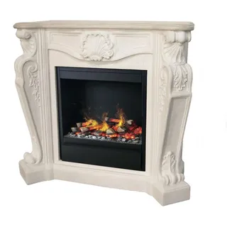 Casa Padrino Luxus Jugendstil Kamin Cremeweiß mit LED Wasserdampf Kamineinsatz 118 x 43 x H. 111 cm - Luxus Elektrokamin mit Dampffunktion - Weiß