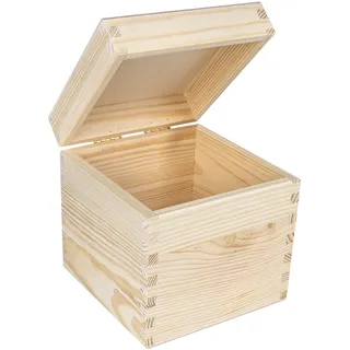 Creative Deco Quadratische Holzkiste mit Deckel | 16 x 16 x 16 cm (+/- 1 cm) | Holzbox Aufbewahrungsbox Spielzeugkiste Unlackiert Kasten | Ideal für Wertsachen, Spielzeuge und Werkzeuge