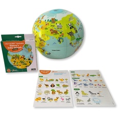 CALY Aufblasbarer Globus 30 cm - Spielerlernen - langlebiger Kunststoff - Spanisch (Baby Animals)