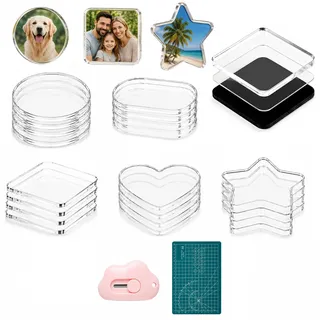 20 Stück Magnete Selbst Gestalten, Kühlschrankmagnete mit Messer und Schneidebrett, Magnete zum Kleben, Fotomagnete, Magnetische Bilderrahmen für Bastelarbeiten Kühlschrank