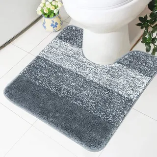 Famibay Badematte mit WC Ausschnit WC Vorleger rutschfest Washable WC Teppich Bad Teppich Toilette Badteppich Vorleger Toilette for Badezimmer