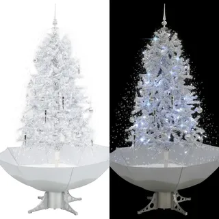 vidaXL Weihnachtsbaum Schneiender Mit Schirmfuss Weiss 170 Cm , Weiß , Kunststoff , 170 cm , Dekoration, Weihnachtsdekoration, Christbäume & Zubehör