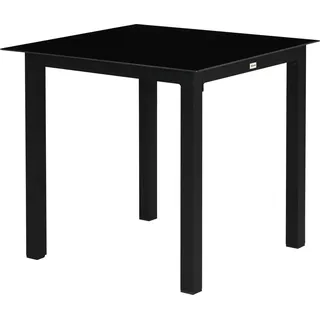 Gartentisch Quadratisch 4 Personen Terrassentisch Hartglasplatte Alu Schwarz 80X80X74Cm
