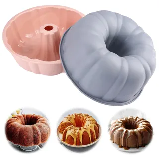 2 Stück Gugelhupfform Silikon, Gugelhupfform 25cm, Backform Gugelhupf, Silikon Backform Gugelhupf, Gugelhupfform Groß, Kuchenform Gugelhupff, für Kuchen, Götterspeise