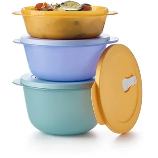 Tupperware Essentials Store, Serve & Go großes 3-teiliges Schüssel-Set, Lebensmittelaufbewahrung, langlebiger und tragbarer Behälter, ideal zum Zubereiten und Servieren, hält Lebensmittel frisch,