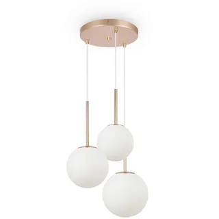 Maytoni Pendelleuchte , Weiß, Goldfarben , Metall, Glas , Kugel , 180x40x40 cm , Ce , beliebig kürzbar, gleichmäßige Lichtverteilung , Lampen & Leuchten, Innenbeleuchtung, Hängeleuchten, Pendelleuchten