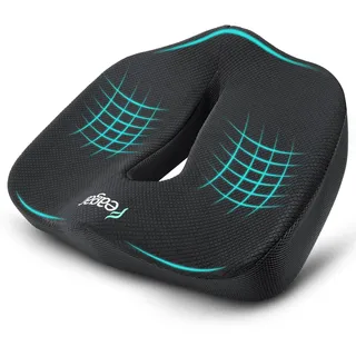 Feagar Orthopädisches Sitzkissen Bürostuhl – Ergonomisches Steißbeinkissen & Sitzring mit Memory-Schaum, XXL Dicke für 90-150kg, Schwarz - Schmerzlinderung bei Langem Sitzen
