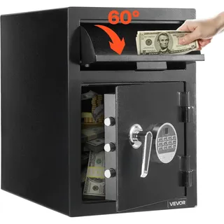 Vevor Einwurftresor Falltresor 1,2 Kubikfuß Fallsafe mit großer Einwurfschlitz an der Vorderseite, Drop Schranktresor mit digitalem Tastenfeld & 2 Ebenen & Ersatzschlüsseln für Bargeld Bankbelege