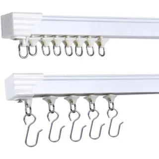 1.8 m Deckenschiene für Vorhänge, rostet nicht und genug Rollen und Haken & gleiten leise Gardinenschiene für Fenster: geeignet für Badezimmer, Duschraum, Schlafzimmer, Krankenhaus, Wohnmobil