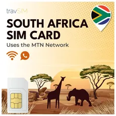 travSIM Südafrika SIM-Karte | Nutzt das MTN-Netz | 50GB Mobile Daten mit 4G-Geschwindigkeit + 180min |SIM-Karte für Südafrika kann bis zu 3 Geräte hotspotten. | Gültig für 14 Tage