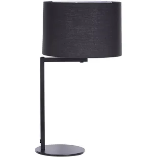 BELIANI Tischlampe Schwarz Stoffschirm Trommelform Eisen Lampenfuß Nachttischlampe mit Schalter Modern Design Minimalistisch - Schwarz