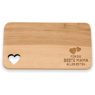 Spruchreif · Brotzeitbrett mit Gravur "Beste Mama aller Zeiten" · Geschenkidee für Mama · Geschenk Muttertag · Holzbrettchen mit Herzausschnitt