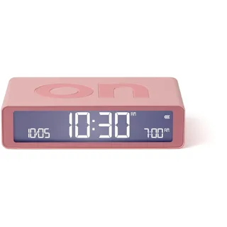 Lexon Flip Classic Digitaler Wecker mit umkehrbaren EIN/Aus-Seiten, wiederaufladbare Nachttischuhr mit LCD-Display, Berührungssensor für Schlummer- und Lichtfunktion - Rosa