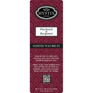 Mystix London | Patchouli & Bergamotte - Wax Melts Clamshell 90g (10 Würfel) | 100% natürliches Sojawachs | langanhaltender Duft für Aromatherapie & beruhigende Atmosphäre