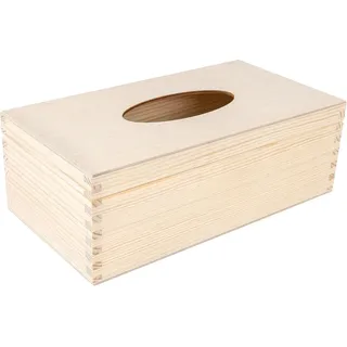 Creative Deco Kosmetiktücherbox Holz Taschentuchbox | 25,5 x 13,5 x 9 cm | Kosmetiktücher-Box Taschentuch-Box für Taschentücher | Tücherbox Kosmetiktuch-Spender für Decoupage - Braun