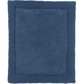 Meyco Laufgittereinlage Waffel Teddy, Baby Laufstall Einlage (Krabbelmatte für Babys, Spielmatte für Laufstall, 100% Baumwolle, 80 x 100 cm), Indigo