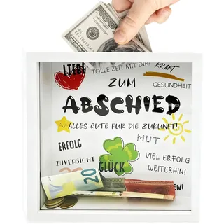 Spardose Bilderrahmen, 3D Bilderrahmen Sparbüchse Office Abschiedsgeschenk Kollegen 22x22cm Dankeschön Geschenke Chefin Weiße für DIY Kunstwerke Reisen Hochzeit