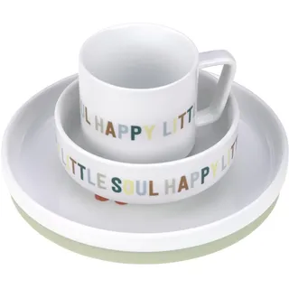 Lässig Kindergeschirrset Teller Schüssel Tasse mit Silikonring rutschfest Kindergeschirr/Happy Fruits