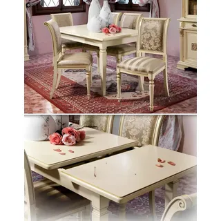 Esstisch Tisch + 4x Stühle Gruppe Esszimmer Wohnzimmer Garnitur 5tlg. Set Möbel - Weiß