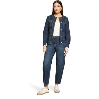 Jeansblazer BETTY BARCLAY "Jeansjacke mit Knöpfen", Damen, Gr. 36, blau (dunkelblau denim), Obermaterial: 70% Baumwolle CO. 23% Polyester PES. 4% Lyocell CLY. 3% Elasthan EL., Blazer Jeansblazer
