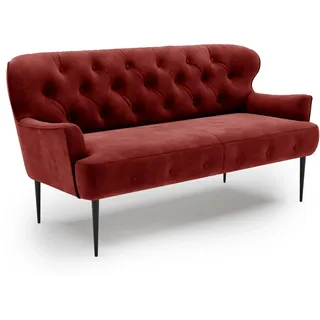 CAVADORE 2,5-Sitzer Küchensofa Amba, Trendige Sitzbank für Küche oder Esszimmer / 173 x 97 x 87 / Hochwertiges Mikrofaser: Rot