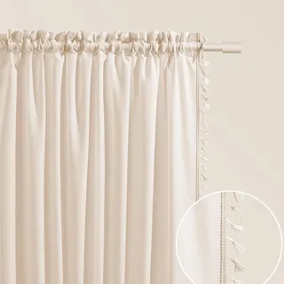 room99 Vorhang mit Kräuselband Lara 140 x 280 cm Breite x Höhe Schiebegardinen Modern Curtain Wohnzimmer Schlafzimmer Helle Creme, 1 Stück