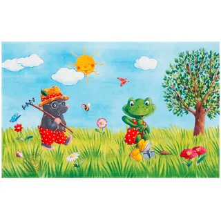 Kinderteppich , Blau, Grün, Hellblau, Hellgrün , Textil , Tier , rechteckig , 140x200 cm , Oeko-Tex® Standard 100 , für Fußbodenheizung geeignet, rutschfest , Teppiche und Böden, Teppiche, Kinderteppiche