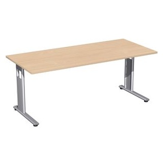 Geramöbel Flex Schreibtisch buche rechteckig, C-Fuß-Gestell silber 180,0 x 80,0 cm