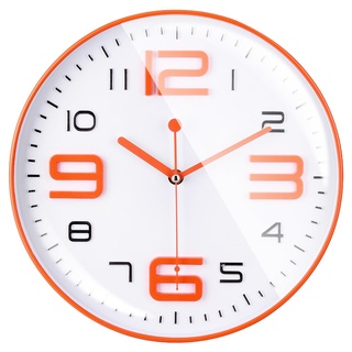 Topkey Wanduhr 12 Zoll einfaches Design Nicht tickend dekorativ Schlafzimmer Büro Küche Wanduhr -Orange