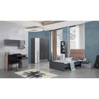 Schreibtisch Modern Tisch Wandregal Holz Jugend Kinderzimmer Möbel Design - Braun