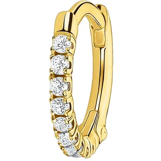Thomas Sabo Einzel Creole weiße Steine gold, 925 Sterlingsilber, Clipverschluss
