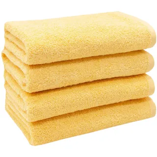 Zollner Handtücher, 4er-Set, 50x100 cm, 100% Baumwolle, Gelb , Textil , 50x100 cm , Oeko-Tex® Standard 100 , Heimtextilien, Badtextilien, Handtücher