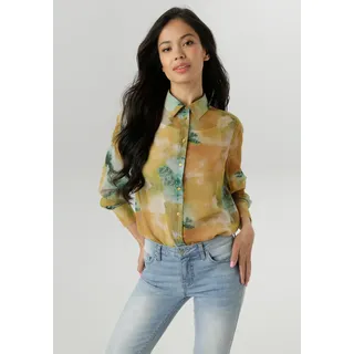 Aniston SELECTED Hemdbluse aus leicht transparentem Chiffon - NEUE KOLLEKTION, braun