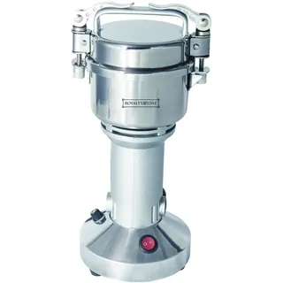 ROYALTY LINE, Elektrische Getreidemühle 850 W RLFG21801 – Kapazität 150 g, Edelstahl, Sicherheitssystem, verschließbarer Deckel, rutschfeste Füße, ideal für Mehl und Gewürze, 18/10 Steel
