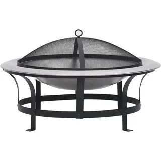 Garten-Feuerschale mit Grill Edelstahl 76 cm
