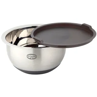 Dr. Oetker Rührschüssel mit Deckel 5 L BACK SPASS, Rührschüssel mit rutschfestem Silikonboden & flachem Schüttrand, Schüssel aus hochwertigem... - Silber