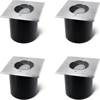 SSC-LUXon 4 Stück JADINA Boden Einbaustrahler flach schwenkbar Fassung für LED Modul - Bodeneinbauleuchte Außen IP67 quadratisch