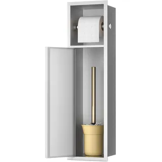 Bernkot Toilettenpapierhalter Unterputz Edelstahl, Unterputz WC Schrankmodul Klopapier aufbewahrung,66×18cm,Gebürstet