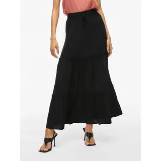 Maxirock VILA "VIMESA HW MAXI SKIRT - NOOS", Damen, Gr. 38, schwarz, Web, Obermaterial: 100% Viskose, unifarben, regular fit lang, Röcke Maxirock, mit Rüschen